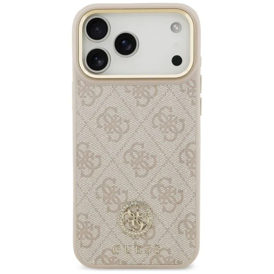 Калъф за iPhone 17 Pro Max - Guess - Hardcase 4G Strass Logo MagSafe (GUHMP17XP4GRMDEP) - Розов