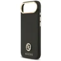 Калъф за iPhone 17 Air - Guess - Зърнесто стразно лого MagSafe (GUHMP17MPGCRMDEK) - Черен