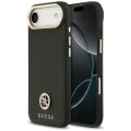 Калъф за iPhone 17 Air - Guess - Зърнесто стразно лого MagSafe (GUHMP17MPGCRMDEK) - Черен