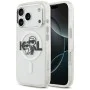 Калъф за iPhone 17 Pro - Karl Lagerfeld - IML Glitter Karl & Choupette Sketch Logo MagSafe (KLHMP17LHGKCGKBT) - Прозрачен