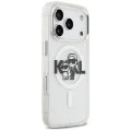 Калъф за iPhone 17 Pro - Karl Lagerfeld - IML Glitter Karl & Choupette Sketch Logo MagSafe (KLHMP17LHGKCGKBT) - Прозрачен