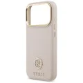 Калъф за iPhone 17 Pro - Guess - Grained Strass Logo MagSafe (GUHMP17LPGCRMDEP) - Розов