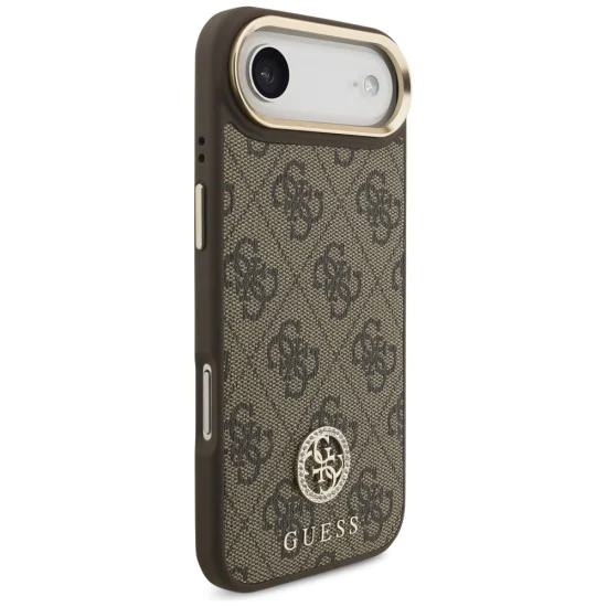 Калъф за iPhone 17 Air - Guess - 4G Strass Logo MagSafe (GUHMP17MP4GRMDEW) - Кафяв