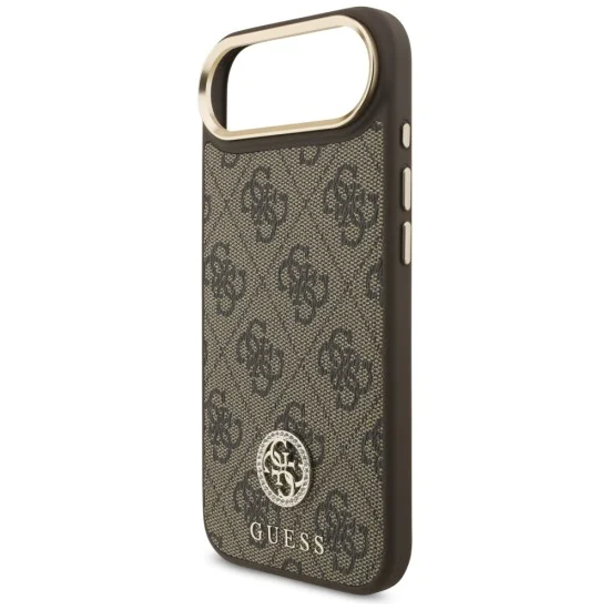 Калъф за iPhone 17 Air - Guess - 4G Strass Logo MagSafe (GUHMP17MP4GRMDEW) - Кафяв
