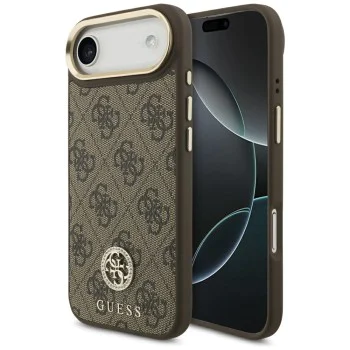 Калъф за iPhone 17 Air - Guess - 4G Strass Logo MagSafe (GUHMP17MP4GRMDEW) - Кафяв
