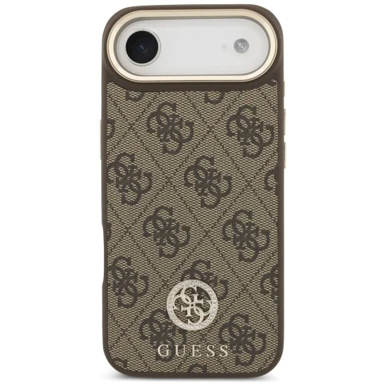 Калъф за iPhone 17 Air - Guess - 4G Strass Logo MagSafe (GUHMP17MP4GRMDEW) - Кафяв