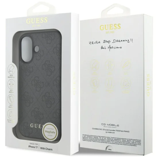 Калъф за iPhone 17 - Guess - Hardcase 4G Charm Cradle MagSafe (GUHMP17SGF4GCK) - Черен
