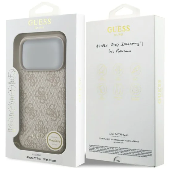 Калъф за iPhone 17 Pro - Guess - Hardcase 4G Charm Cradle MagSafe (GUHMP17LGF4GCP) - Розов
