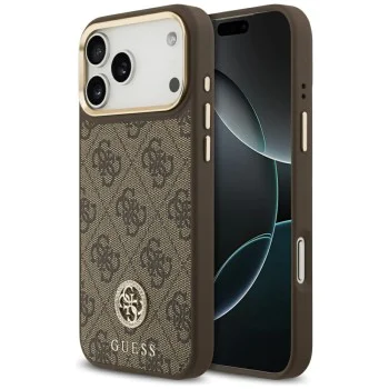 Калъф за iPhone 17 Pro Max - Guess - Hardcase 4G Strass Logo MagSafe (GUHMP17XP4GRMDEW) - Кафяв