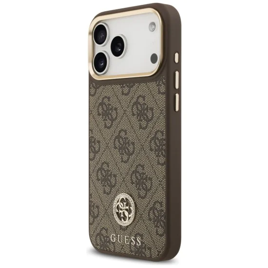 Калъф за iPhone 17 Pro Max - Guess - Hardcase 4G Strass Logo MagSafe (GUHMP17XP4GRMDEW) - Кафяв