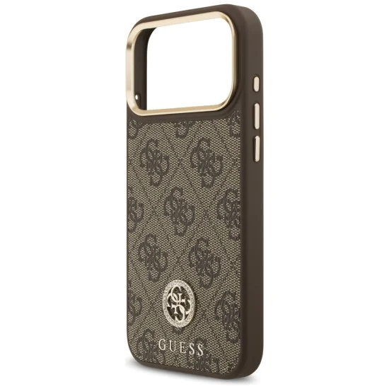 Калъф за iPhone 17 Pro Max - Guess - Hardcase 4G Strass Logo MagSafe (GUHMP17XP4GRMDEW) - Кафяв