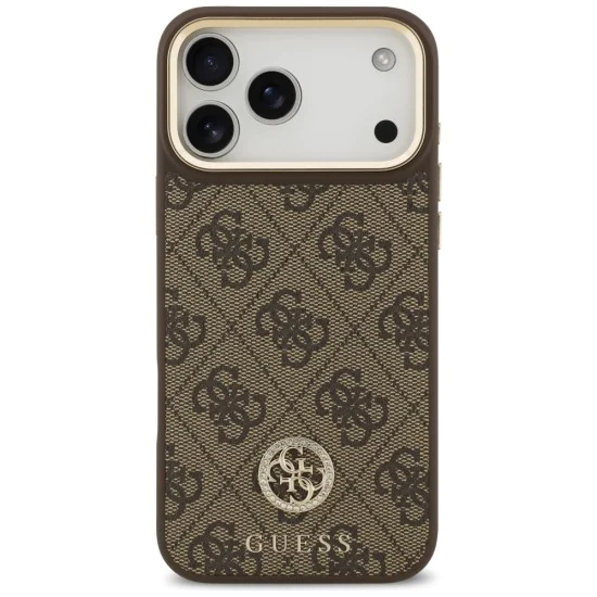 Калъф за iPhone 17 Pro Max - Guess - Hardcase 4G Strass Logo MagSafe (GUHMP17XP4GRMDEW) - Кафяв