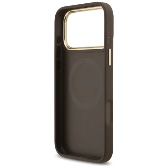 Калъф за iPhone 17 Pro Max - Guess - Hardcase 4G Strass Logo MagSafe (GUHMP17XP4GRMDEW) - Кафяв