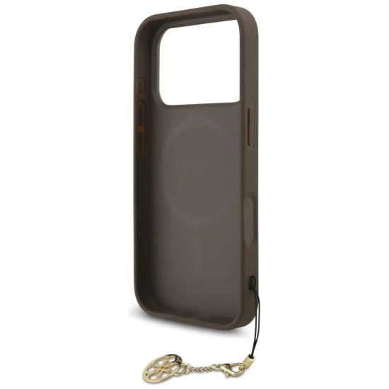 Калъф за iPhone 17 Pro - Guess - Hardcase 4G Charm Cradle MagSafe (GUHMP17LGF4GCW) - Кафяв
