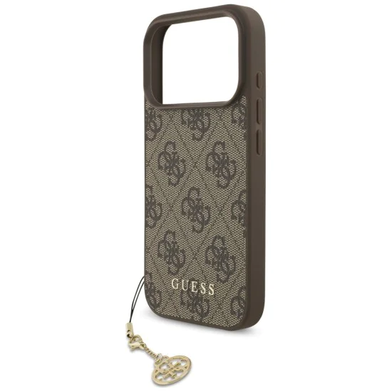 Калъф за iPhone 17 Pro Max - Guess - Hardcase 4G Charm Cradle MagSafe (GUHMP17XGF4GCW) - Кафяв