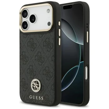 Калъф за iPhone 17 Pro Max - Guess - Hardcase 4G Strass Logo MagSafe (GUHMP17XP4GRMDEK) - Черен
