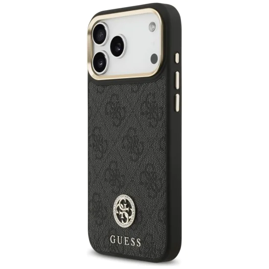 Калъф за iPhone 17 Pro Max - Guess - Hardcase 4G Strass Logo MagSafe (GUHMP17XP4GRMDEK) - Черен