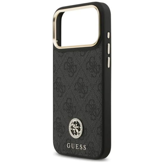 Калъф за iPhone 17 Pro Max - Guess - Hardcase 4G Strass Logo MagSafe (GUHMP17XP4GRMDEK) - Черен