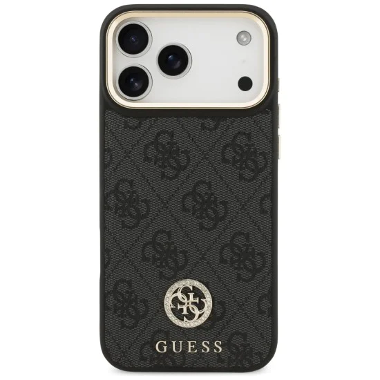 Калъф за iPhone 17 Pro Max - Guess - Hardcase 4G Strass Logo MagSafe (GUHMP17XP4GRMDEK) - Черен