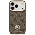 Калъф за iPhone 17 Pro - Guess - Hardcase 4G Strass Logo MagSafe (GUHMP17LP4GRMDEW) - Кафяв
