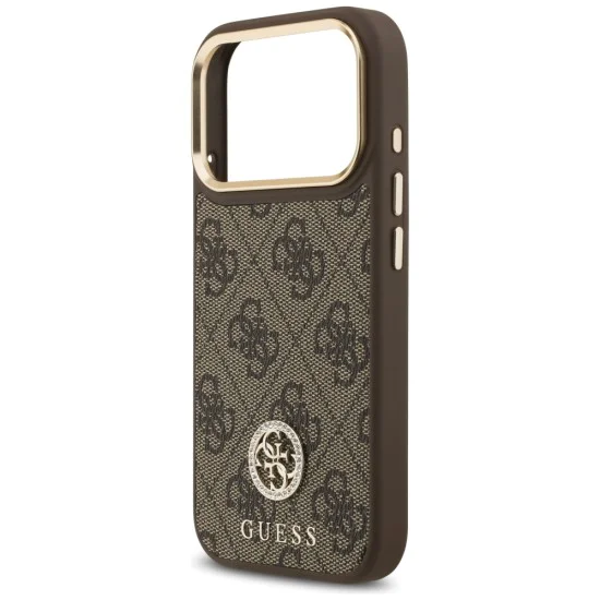 Калъф за iPhone 17 Pro - Guess - Hardcase 4G Strass Logo MagSafe (GUHMP17LP4GRMDEW) - Кафяв