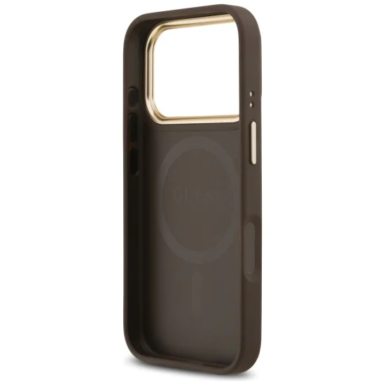Калъф за iPhone 17 Pro - Guess - Hardcase 4G Strass Logo MagSafe (GUHMP17LP4GRMDEW) - Кафяв