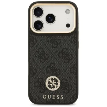 Калъф за iPhone 17 Pro - Guess - Hardcase 4G Strass Logo MagSafe (GUHMP17LP4GRMDEK) - Черен