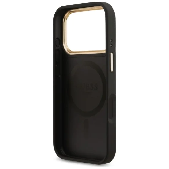 Калъф за iPhone 17 Pro - Guess - Hardcase 4G Strass Logo MagSafe (GUHMP17LP4GRMDEK) - Черен