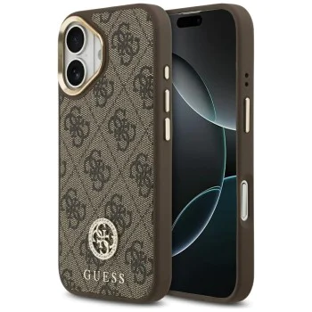 Калъф за iPhone 17 - Guess - Hardcase 4G Strass Logo MagSafe (GUHMP17SP4GRMDEW) - Кафяв