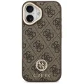 Калъф за iPhone 17 - Guess - Hardcase 4G Strass Logo MagSafe (GUHMP17SP4GRMDEW) - Кафяв