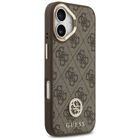 Калъф за iPhone 17 - Guess - Hardcase 4G Strass Logo MagSafe (GUHMP17SP4GRMDEW) - Кафяв