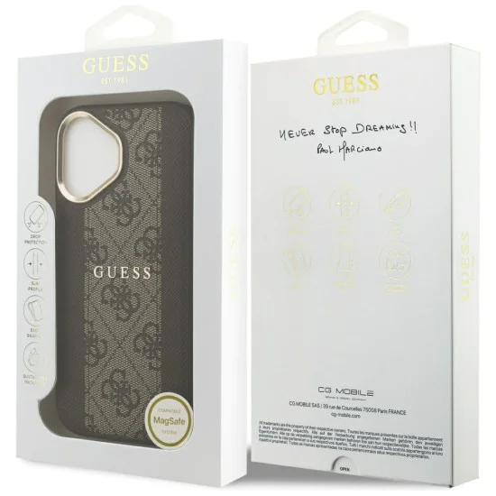 Калъф за iPhone 17 - Hardcase 4G Stripe MagSafe - Guess - Кафяв