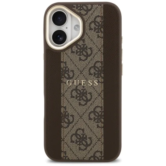 Калъф за iPhone 17 - Hardcase 4G Stripe MagSafe - Guess - Кафяв