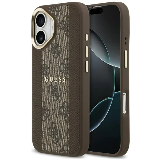 Калъф за iPhone 17 - Hardcase 4G Stripe MagSafe - Guess - Кафяв