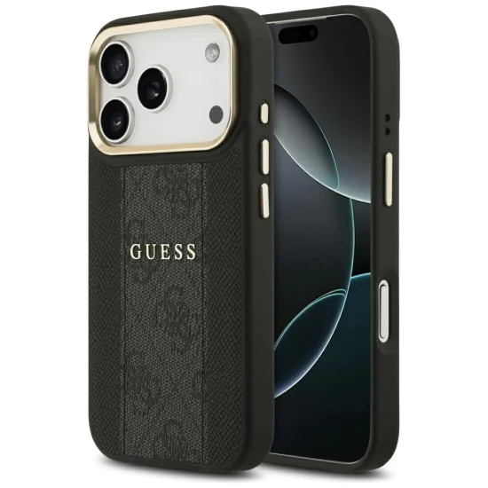 Калъф за iPhone 17 Pro - Guess - Hardcase 4G Stripe MagSafe (GUHMP17LPG4SEMCK) - Черен