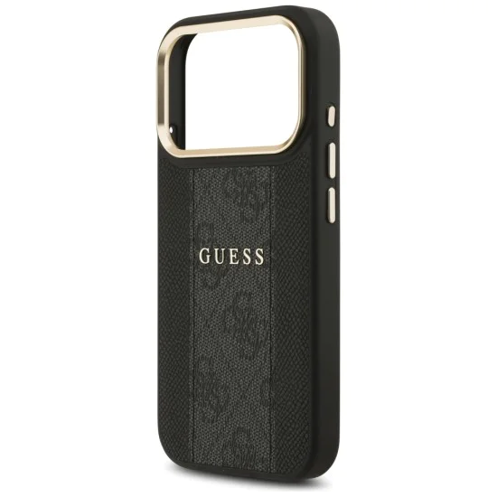Калъф за iPhone 17 Pro Max - Guess - Hardcase 4G Stripe MagSafe (GUHMP17XPG4SEMCK) - Черен
