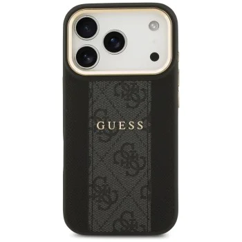 Калъф за iPhone 17 Pro Max - Guess - Hardcase 4G Stripe MagSafe (GUHMP17XPG4SEMCK) - Черен