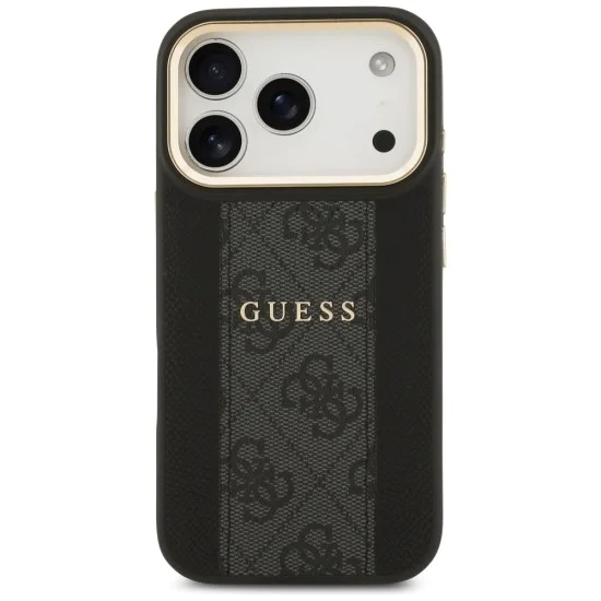 Калъф за iPhone 17 Pro Max - Guess - Hardcase 4G Stripe MagSafe (GUHMP17XPG4SEMCK) - Черен
