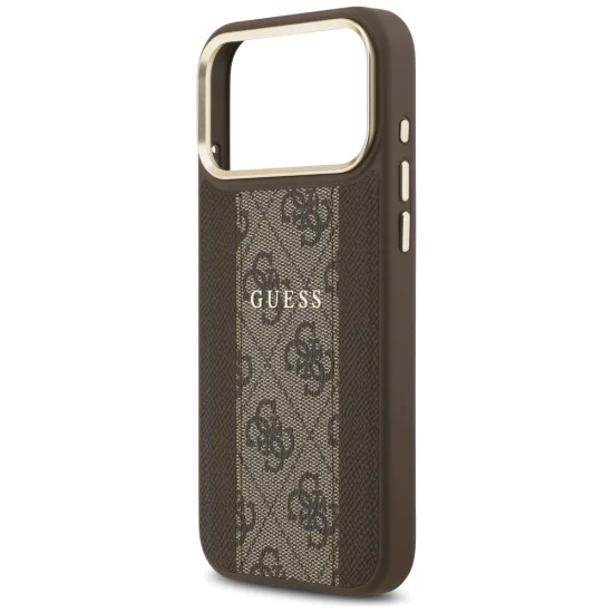 Калъф за iPhone 17 Pro - Guess - Hardcase 4G Stripe MagSafe (GUHMP17LPG4SEMCW) - Кафяв