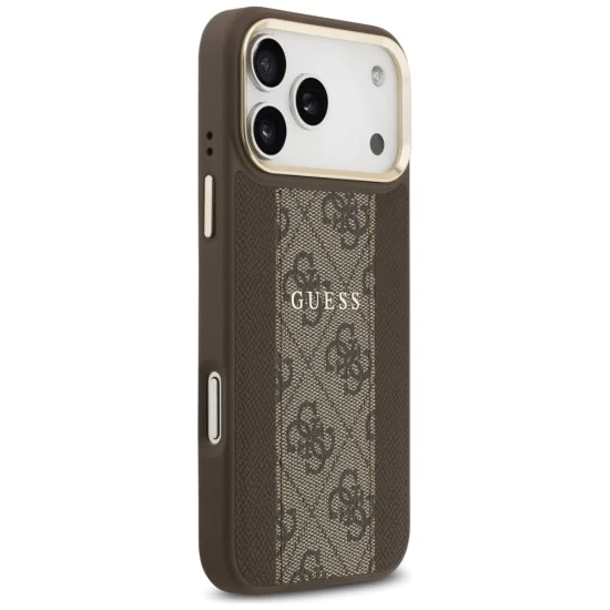 Калъф за iPhone 17 Pro Max - Guess - Hardcase 4G Stripe MagSafe (GUHMP17XPG4SEMCW) - Кафяв