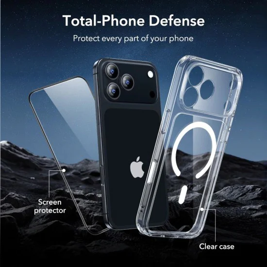 Калъф за iPhone 17 Pro - ESR - Classic Hybrid HaloLock [Включен протектор за екран] - Прозрачен
