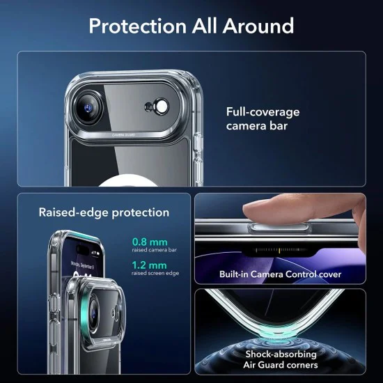 Калъф за iPhone 17 Air - ESR - Classic Hybrid HaloLock [Включен протектор за екран] - Прозрачен