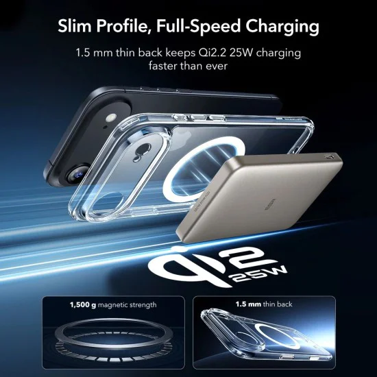 Калъф за iPhone 17 Air - ESR - Classic Hybrid HaloLock [Включен протектор за екран] - Прозрачен