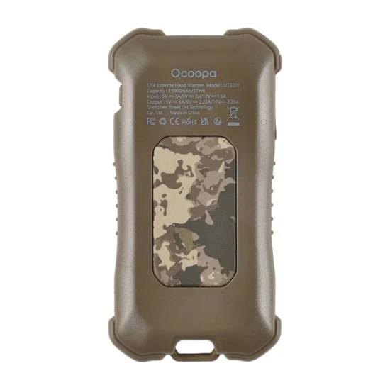 Ocoopa - Затопляща за ръце UT4 Extreme (UT3201-MC-GN) - с външна батерия, вградено фенерче, IP56, Type-C, 10000mAh - Камуфлаж