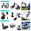 Techsuit - Комплект аксесоари CamQuest 50in1 (SA50) - за GoPro Hero, SJCAM, екшън камери, с калъф за носене - Черен