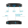 Fixed - MagHub 7в1 (FIXHU-M-BK) - USB-C към 2x USB-C, USB-A, HDMI, четец на Micro-SD/SD карти, безжичен MagSafe, PD100W, 4K, 5Gb/s - Черен