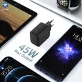 Зарядно - Lito - (LC20) - Type-C изход, PD45W, GaN, PC Fireproof, EU щепсел - Черен