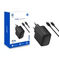 Зарядно - Lito - (LC20T) - с включен кабел Type-C, изход Type-C, PD45W, GaN, PC Fireproof, EU щепсел - Черен