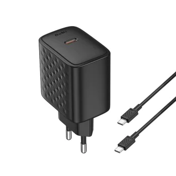 Зарядно - Lito - (LC20T) - с включен кабел Type-C, изход Type-C, PD45W, GaN, PC Fireproof, EU щепсел - Черен