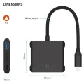 Fixed - Хъб 5в1 Quadri (FIXHU-QR-BK) - USB-C към 2x USB-C, 2x USB-A, HDMI, PD140W, 4K, 10Gb/s - Космическо Черен